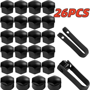 Set of 24 17Mm Wheel Nut Caps (20 Regular & 4 Locking) with Tool for Removal – Universal Black Wheel Bolt Covers for Various – Sturdy Wheel Nut Shields