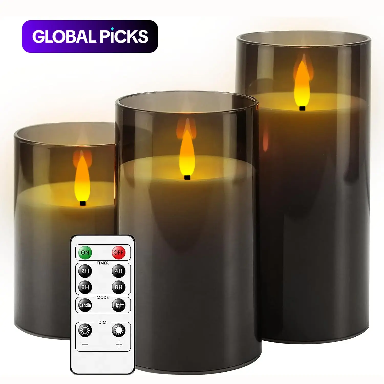 Battery-Operated Flameless LED Candle, Flickering Candle Lamp with Remote Control for Indoor Decorative Atmosphere Light, Home Decor, Home Lighting #GLOBAL PICKS
