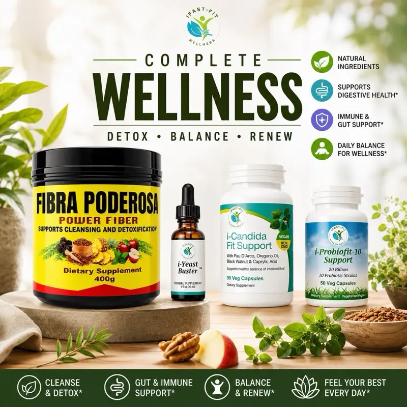 IFastFit Men’s Ultimate Gut Cleanse Bundle, Plus Fiber & Candida Cleanse Herbal Supplement for Digestive Health Support