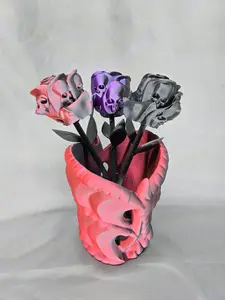 The Forbidden Rose decoration featuring a rose with thorns, 2 leafs and petals with skulls Decorative Fruit
