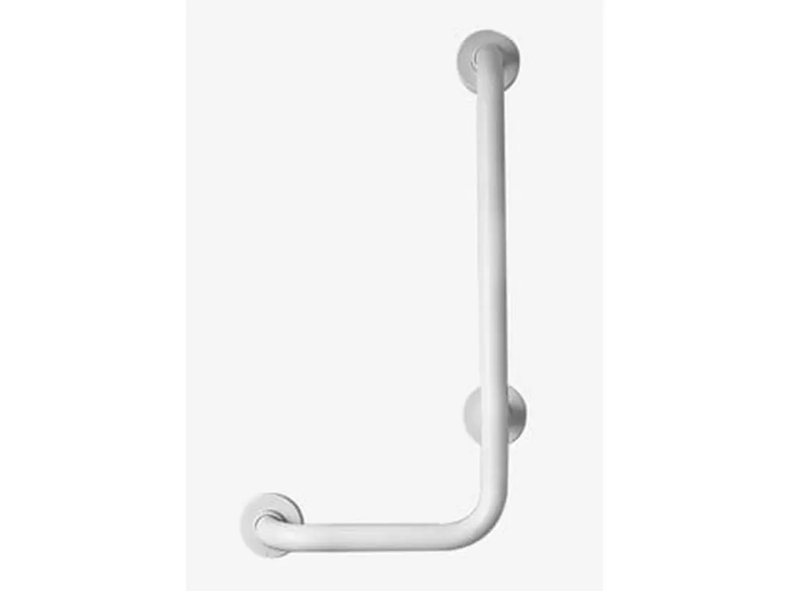 Ponte Giulio G25JBR19W1 Contractor Series Right L-Shaped Grab Bar - White, 27 3/16" H x 2 3/4" W x 15 3/16" L, 450 lbs Capacity for Hotels, Children, Schools