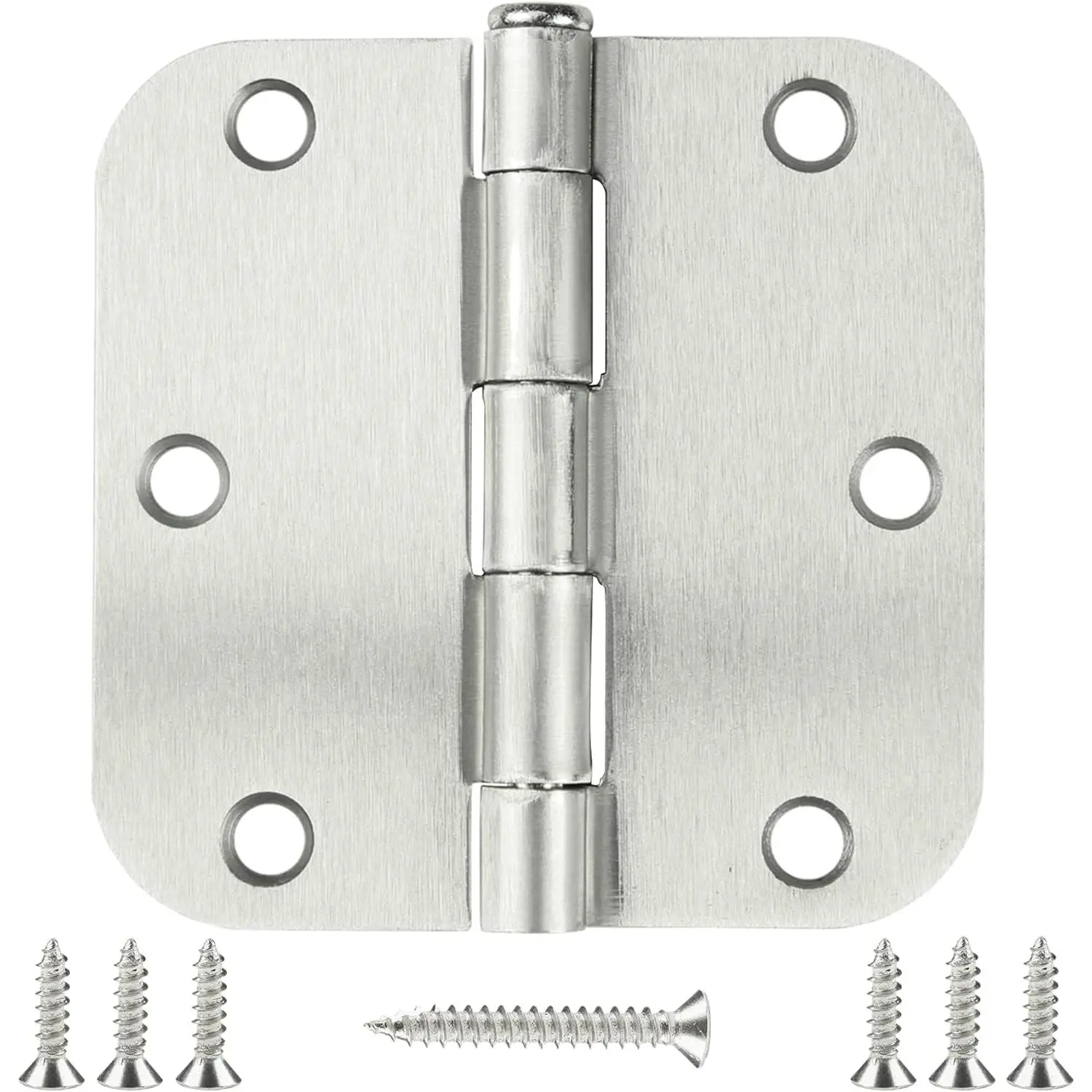 Door Hinge 3 1/2" 18 Pack Rounded Door Hinges Satin/Brushed Nickel 3.5" x 3.5 Inch Hinges for Doors Interior 5/8" Radius Corners Residential  Heavy Duty Steel,Reversible Removable Pin Hinge