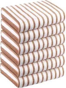6 Pack Microfiber Beach Towel Set 27x55 Quick Dry Absorbent Large Pool Bath Towels Coffee Blue Cabana Stripe Summer Vacation Travel Gym Camping Essentials