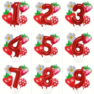 Berry Strawberry Polka Dot Foil Balloon Set (5 pcs)