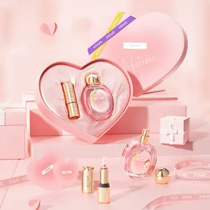 Heart Perfume and Lipstick Set, Scented, Long-Lasting, High Pigmentation, Floral Scent, Perfect Gift for Holidays, Elegant Packaging, Fragrance