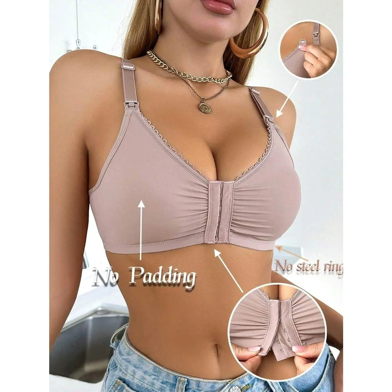 Front Closure Nursing Bra, Comfortable Wireless Maternity Bra for Daily Support