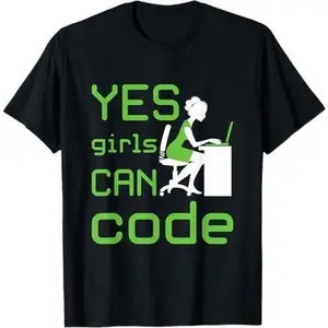 Yes Girls Can Code Cute Coding Coder Programmer Graphic T-Shirt