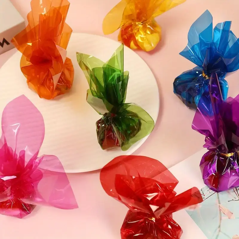 80 Plastic Glassine Wrapping Papers, Transparent Party Packaging with Twist Tie, Ideal for Snacks & Gifts, Durable & Reusable