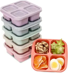 4-Compartment Snack Containers with Lids Reusable Meal Prep & Portion Control Boxes for Snacks Fruits Nuts Desserts Lightweight Durable Stackable Tableware