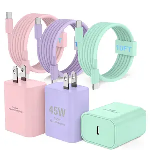 45W 3Pack Super Fast Charger Type C Wall Charger Block with USB C Cable, 45W Dual Port Charger Compatible with Samsung Galaxy S26/S25/S24/Ultra, iPhone 17/16/15 Series