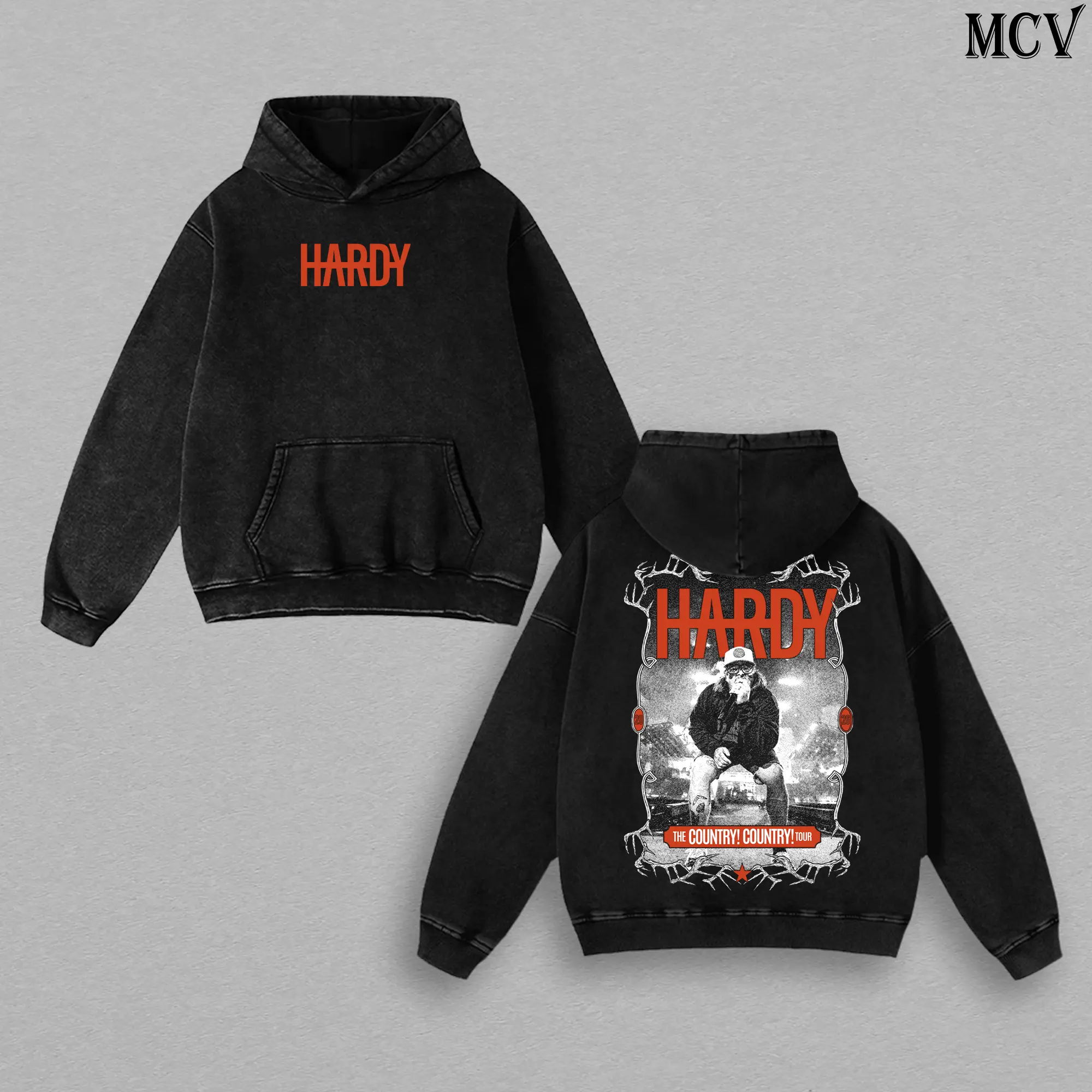 HARDY Hoodie Washed – World Tour 2026 Vintage Heavy Cotton Unisex Oversize Country Rock Graphic, HARDY T-Shirt & Sweatshirt Two-Sided Retro Country Music Streetwear Concert Tour Fan Merch Collector Top for Men and Women Fans