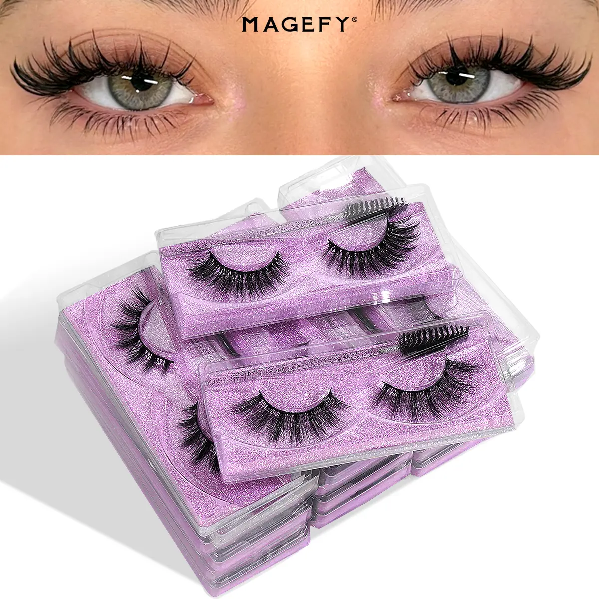 MAGEFY False Eyelashes Kit,20 Pairs 4 Styles,Wispy Cat-Eye & Natural Curling Strip Lashes with Tools, Summer Makeup Eye Extension Set#DealsForYouDays#SummerWins