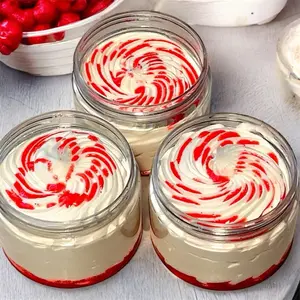 Strawberry Cheesecake Body Butter - Creamy Red and White Swirl Design Body Care Product