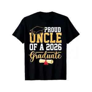 Unisex Menswear Proud Uncle of 2026 Graduate Edition T-Shirt - Black Round Neck Short Sleeve, Vintage Grad Cap & Diploma Graphic, Soft Breathable Regular Fit, Streetwear Gift for Niece/Nephew