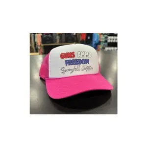 GUNS, AMMO, & FREEDOM  MESH BACK TRUCKER, Ecw, ECW-J4TH-PNKWHT