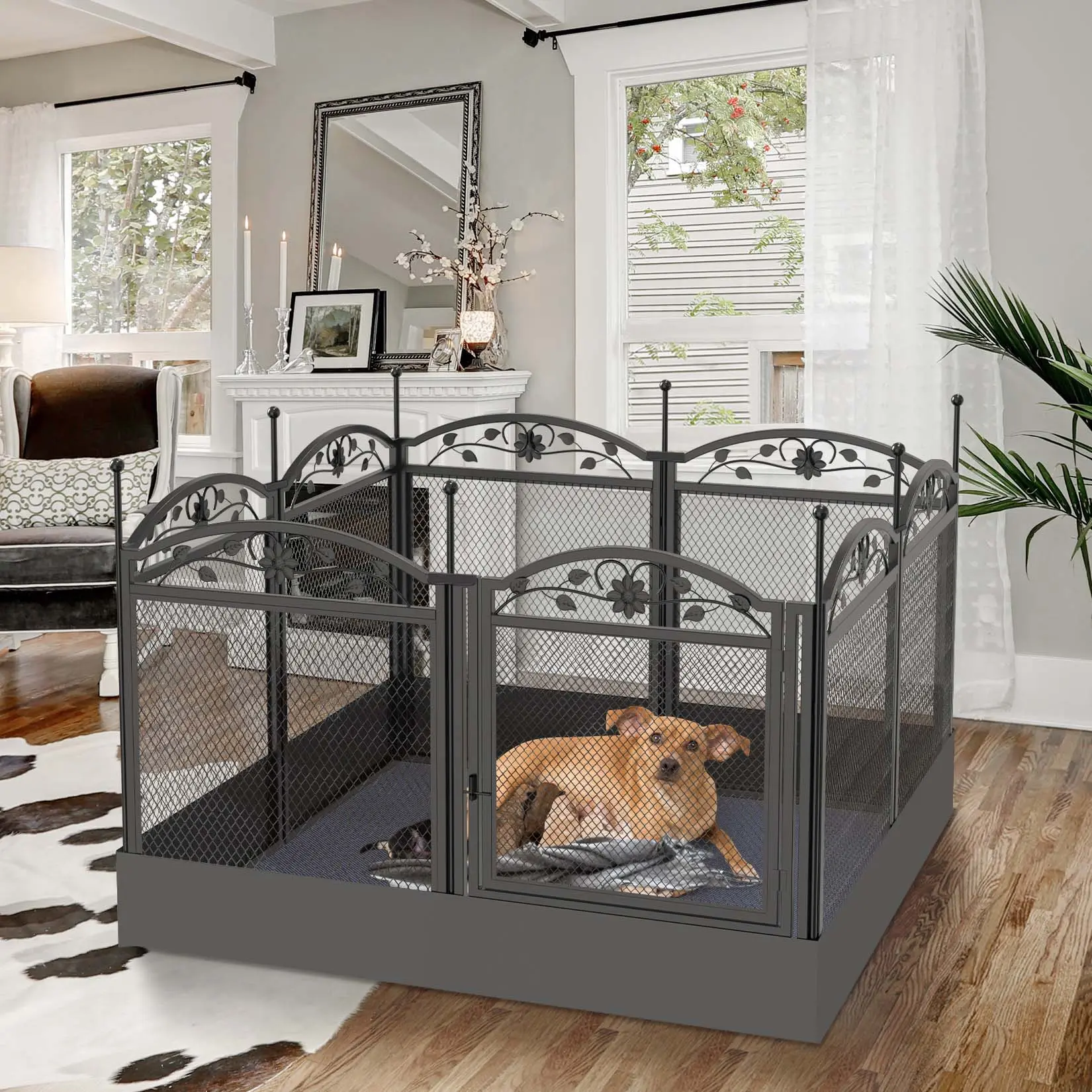 Bingopaw Dog Playpen: 8 Panels Heavy Duty Dog Playpen Pen Outdoor Indoor Dog Puppy Metal Fence with Waterproof Fertility Pad for Whelping, Training
