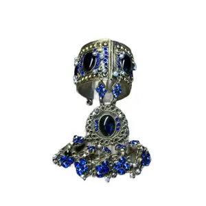 Fancy Afghani Bracelet - One Piece Afghan Design with Blue Stones from Afghanistan Afghani Fancy Bracelet from Afghanistan