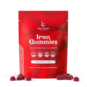 Halal Certified Iron Gummies - Vegan Iron 20mg Gummy Supplement with Vitamin C - Non-Constipation, High Absorption, & Accurate Dosing - 60 Count, Tasty Berry Flavor