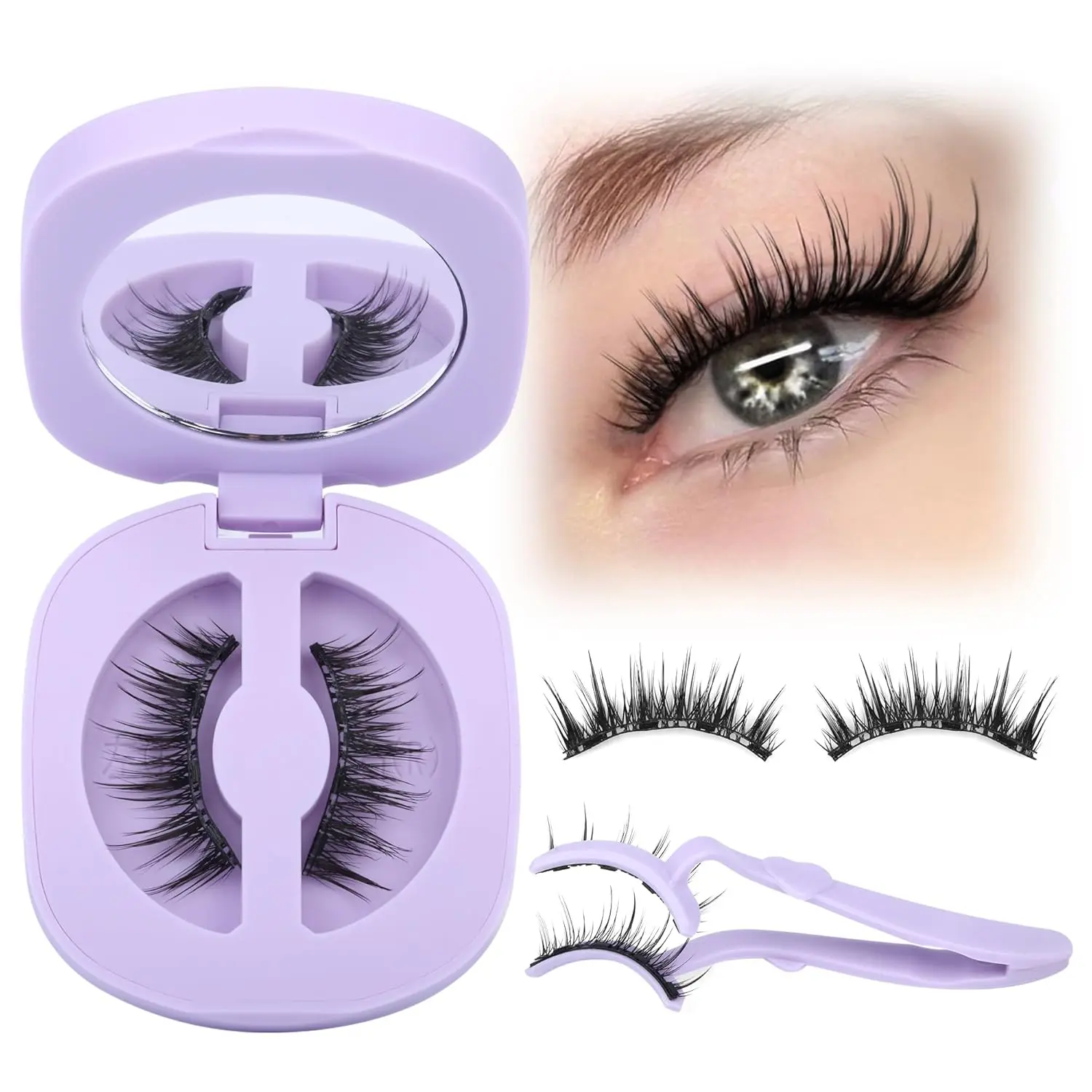 Reusable Wispy Magnetic Eyelash Clusters with Applicator - No Eyeliner, Gentle, Waterproof, Long-Lasting, Makeup Cosmetic for Sports Enthusiasts (Party Bag Gift Option)