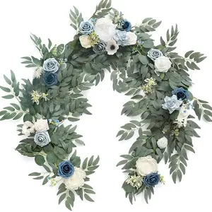 Artificial Eucalyptus Garland with Flowers 6FT, Wedding Table Garland with Flowers Handcrafted Wedding Centerpieces peonies Decor Decoration