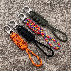 Military Braided Paracord Carabiner Keychain Outdoor Emergency Survival Backpack Self-Defense Key Ring Lanyard