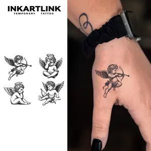 INKARTLINK Tattoo Tech, 2 Sheets Semi-Permanent Temporary Tattoos ,Cherub,Adult Art Design,Lasts 1-2 Weeks, Waterproof, Realistic Look, No Adhesive, No Reflection,For Man And Woman,Ideal for Swimming, Party