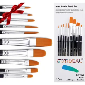 10 Pcs Round Pointed Tip Paint Brushes Small Nylon Hair Brushes for Acrylic Oil Gouache Body Face Nail Art Rock Painting Perfect for Kids & Adult