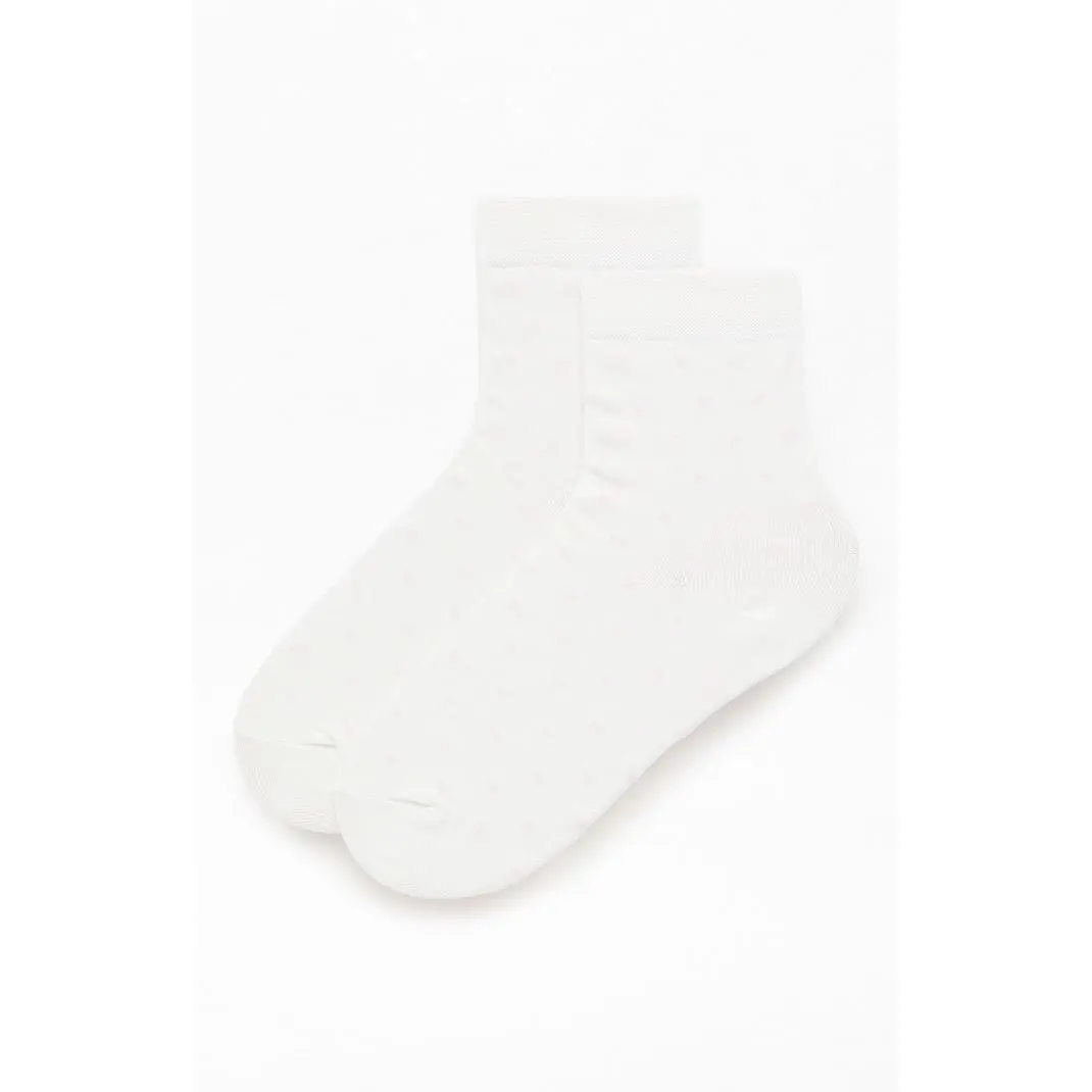 John Galt Women's White & Pink Heart Ankle Socks