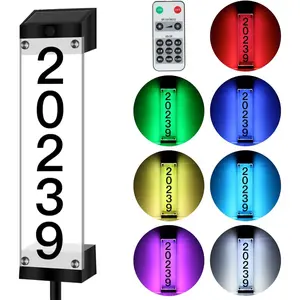Solar House Numbers for Outside,  Solar Address Signs for Yard with Stakes  Lighted House Number Sign, Solar  LED Address Plaque Solar House Numbers for House Mailbox Street