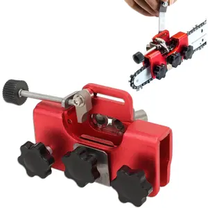 Chainsaw Sharpener Hand Crank Kit |   30 Degree Manual Chainsaw Sharpening Jig with Two Fixed Sharpening Holes, Aluminum , Red, No Assembly Required