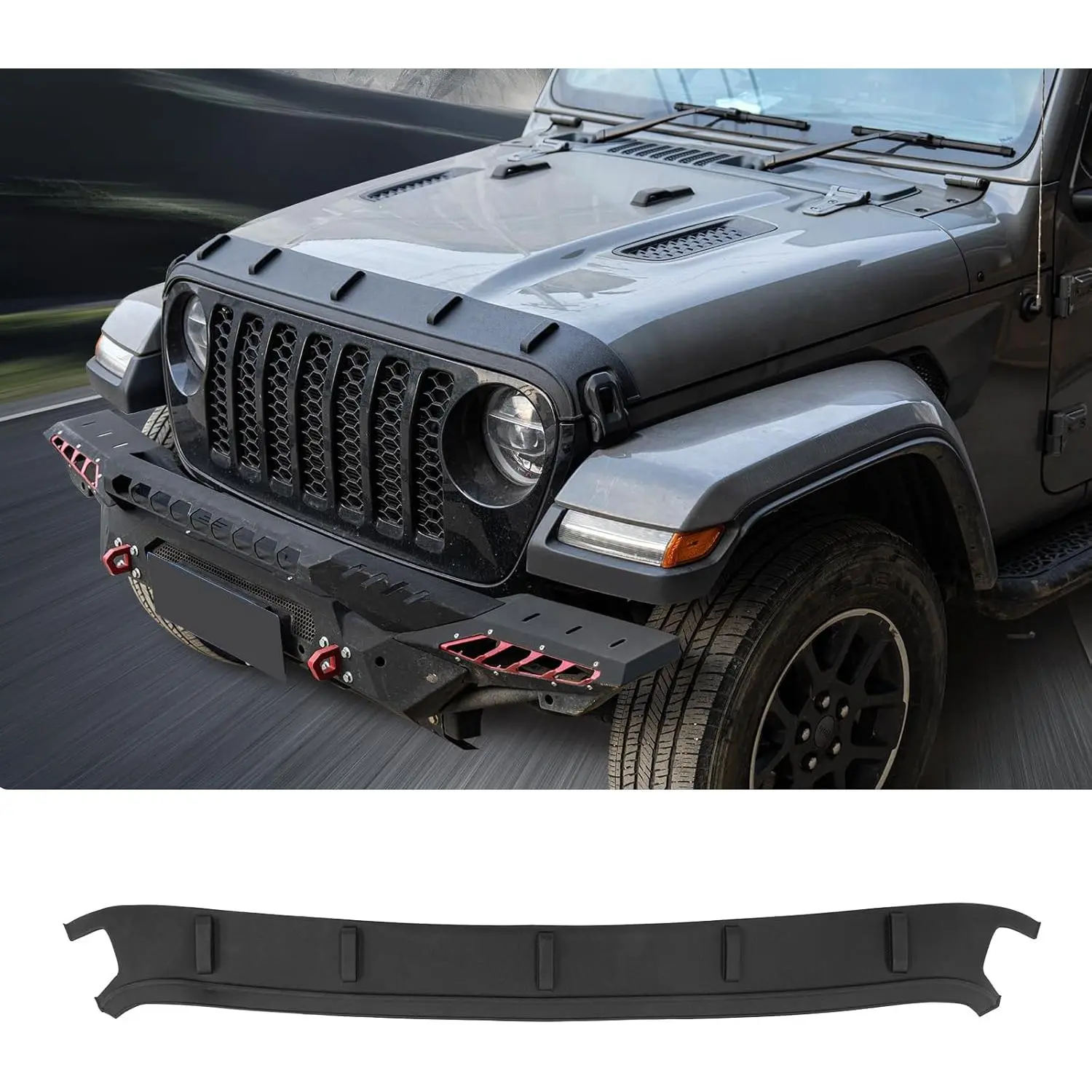 TPE Hood Protector Compatible with 2020+ Jeep Gladiator JT 2018+ Jeep Wrangler JL Hood Shield TPE Hood Deflector Hood Guard for 2025 2026 Gladiator Wrangler JL Accessories