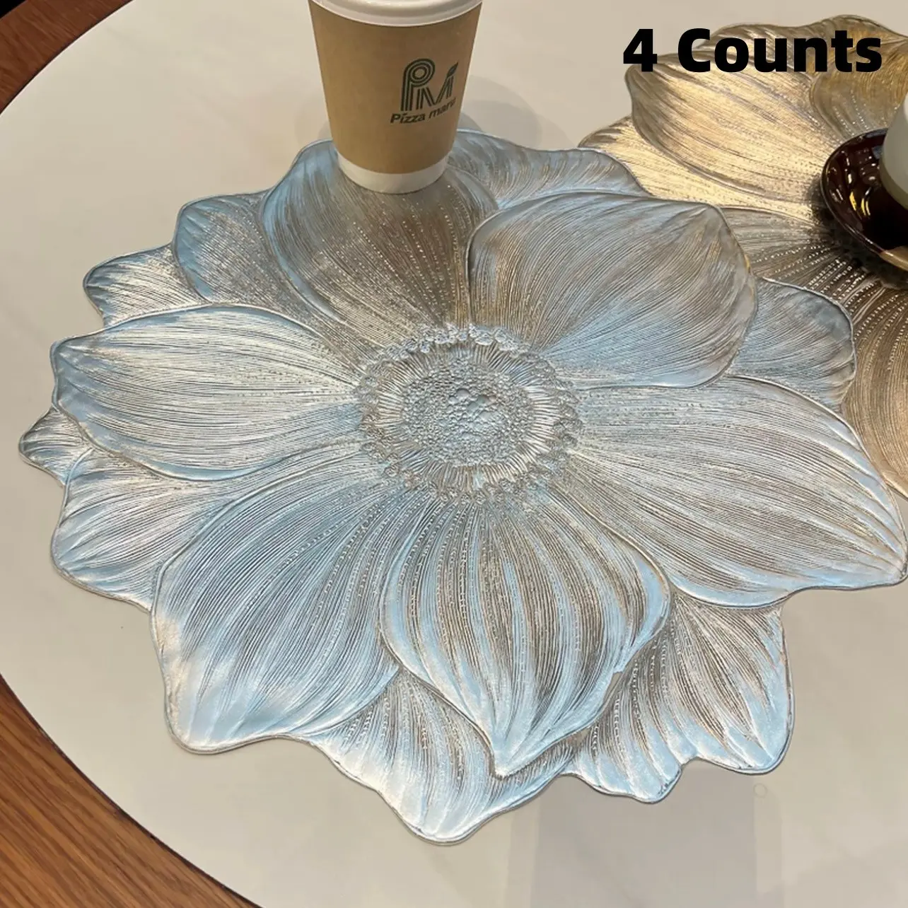 Floral Pattern Place Mat Set, 4-Piece Modern Table Mats, Luxury Flower Place Mats, Ideal for Home Kitchen, Restaurant, Wedding, Birthday Party