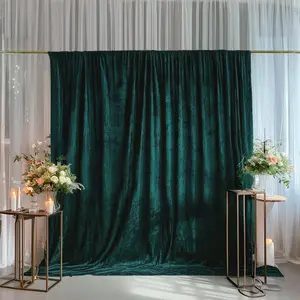 Crushed Velvet Backdrop Curtain – Hunter Emerald Green 5ft x 10ft Event Drape with Rod Pocket, Privacy Panel for Photo Booths & Events