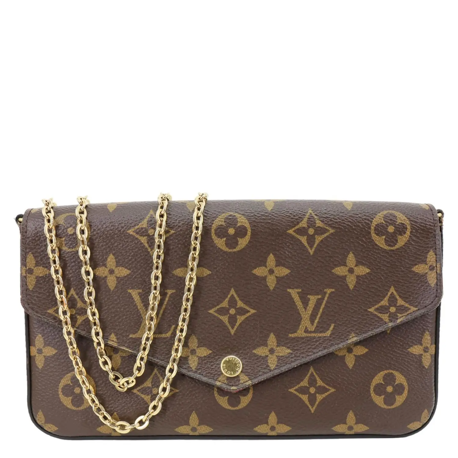 Pre-owned Louis Vuitton Canvas Crossbody bags Felicie Pochette Monogram Crossbody Bag Brown