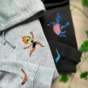 Cute Elemental City Wade And Ember Embroidered Sweatshirt, Elemental Movie Couple Sweatshirt, Wade And Ember Couple Hoodie, Matching Shirts For Lovers
