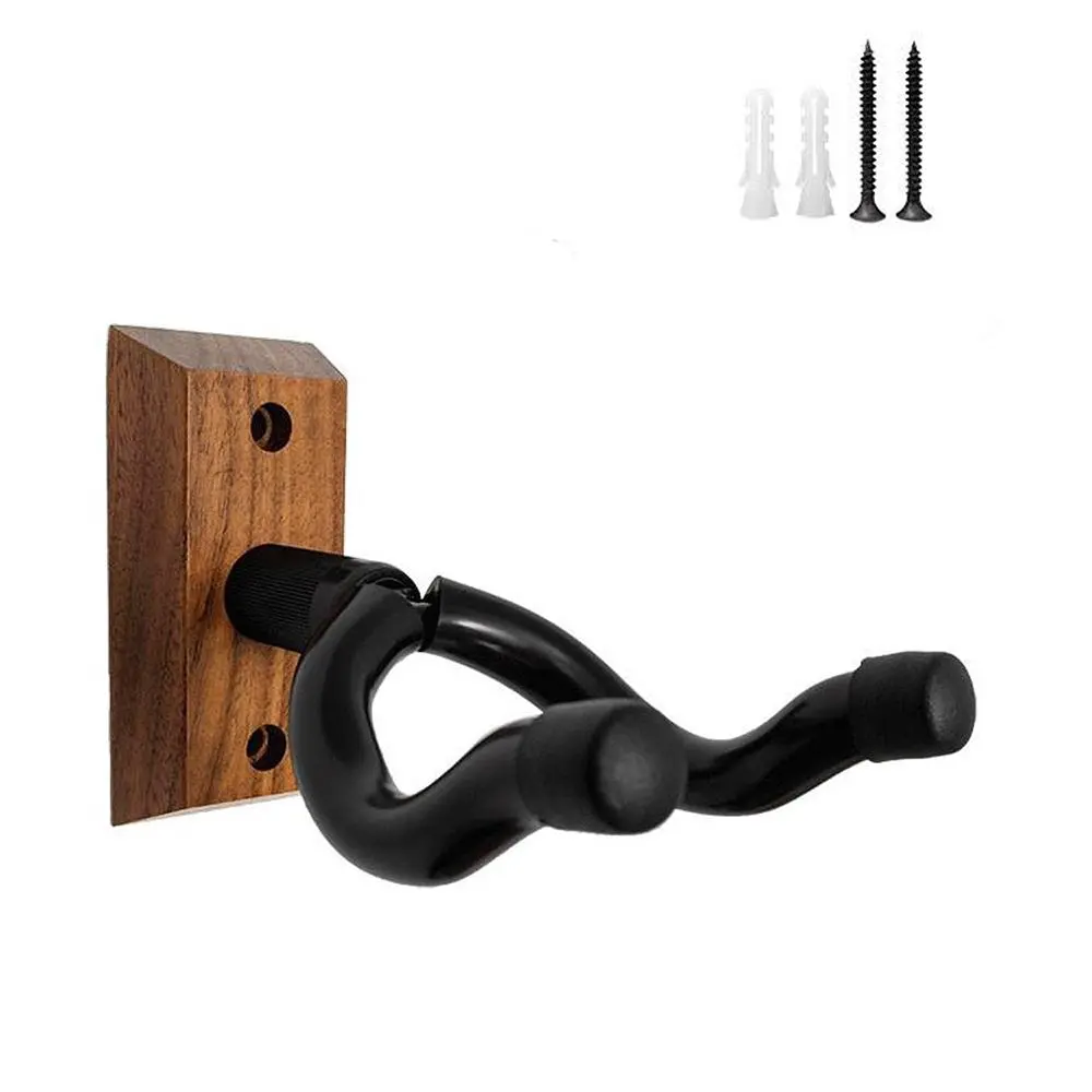 Walnut Guitar Rack, Guitar Stand, Guitar Holder Wall Mount, Guitar Hanger Wall Mount, Guitar Mount for Electric & Acoustic Guitars, Universal Ukulele Wall Hook, Stylish Space-Saving Design for Musicians