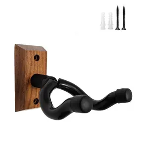 Walnut Guitar Rack for Electric & Acoustic Guitars, Universal Ukulele Wall Hook, Stylish Space-Saving Design for Musicians