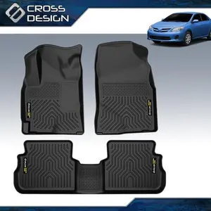 CROSSDESIGN TPE All-Weather Floor Mats Fits 2009-13 Toyota Corolla/Matrix 2 Row Liner Upgraded Version