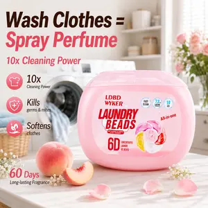 LDBD WYKER Peach & Floral 6-in-1 Laundry Pods Laundry Detergent Super Cleaning Power Soft Fresh Scent One Pod Does It All Scented Detergent Beads for Household Use Perfume Flowe