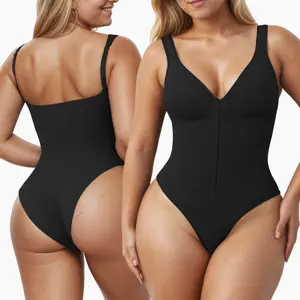 SHINYUAN Seamless Shapewear Upgraded High Density Fabric Comfy Breathable Women’s Slimming Sleeveless Bodysuit Strong Tummy Control Zipper Design  Womenswear