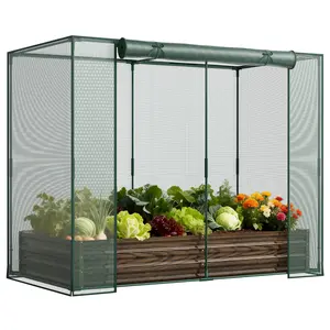 【mothersdaygift】Lilypelle Portable Greenhouse Cover w/Raised Garden Bed, 71"L x 35.4"W x 59"H / 82.7"L x 43.3"W x 59"H Metal Planter, Bottomless Box, 2 Roll-Up Windows, Frost & Insect Protection
