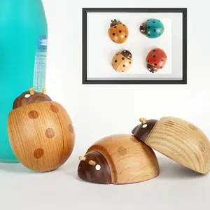 Solid Wood Ladybug Beer Bottle Opener Fridge Magnet Creative Beetle Wooden Craft