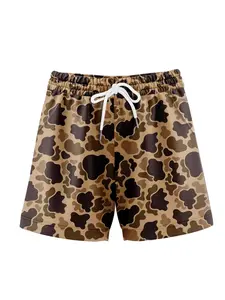 Men's Camo Print Drawstring Waist Shorts, Summer Casual Fitted Shorts, Outdoor Hiking Swimming Wear, Stars Pattern, Comfortable Fit, Unique Camo Pattern, Camouflage