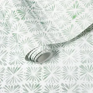 Block Print Tile Peel and Stick Wallpaper Sage - Threshold Block Print Tile Peel and Stick Wallpaper Sage - Threshold
