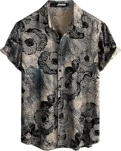 Hawaiian Shirt - Short Sleeve Button Down Tropical Casual Floral Beach Shirt, Lightweight Polyester, Button Front, Casual Wear for Summer, Machine Washable - Top, Breathable Fabric Menswear