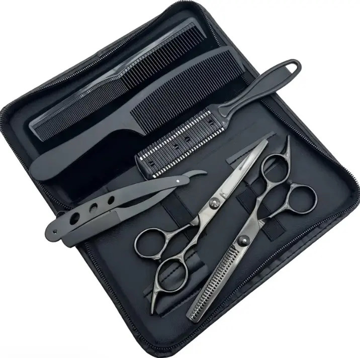 Hair Cutting Scissors Kit, 6 Counts/set Barber Haircut Kit, Professional Barber Supplies & Equipment Haircutting Tool Accessories, New Craftsmanship Shears & Tool Set for Salon & Home, Hair Cutting Kits