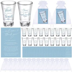 50 Pcs 2026 Wedding Acrylic Shot Glasses Party Favors for Guests Friends Family 1.5oz Clear Shatterproof Take a Shot We Tied the Knot with Thank You Cards Organza Bags for Wedding Bridal Shower Bachelorette Engagement Anniversary Celebration