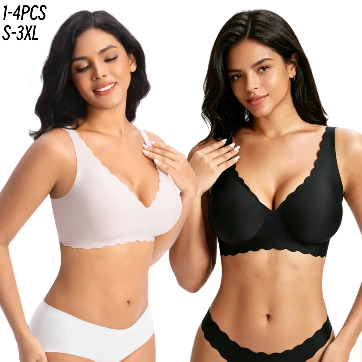 1/2/3/4PCS Women Jelly Bras Comfortable Push Up Jelly Bras Wireless Seamless Full Coverage Bra Buttery Soft Everyday T shirt Bra Plus Size Convertible Bra S 3XL