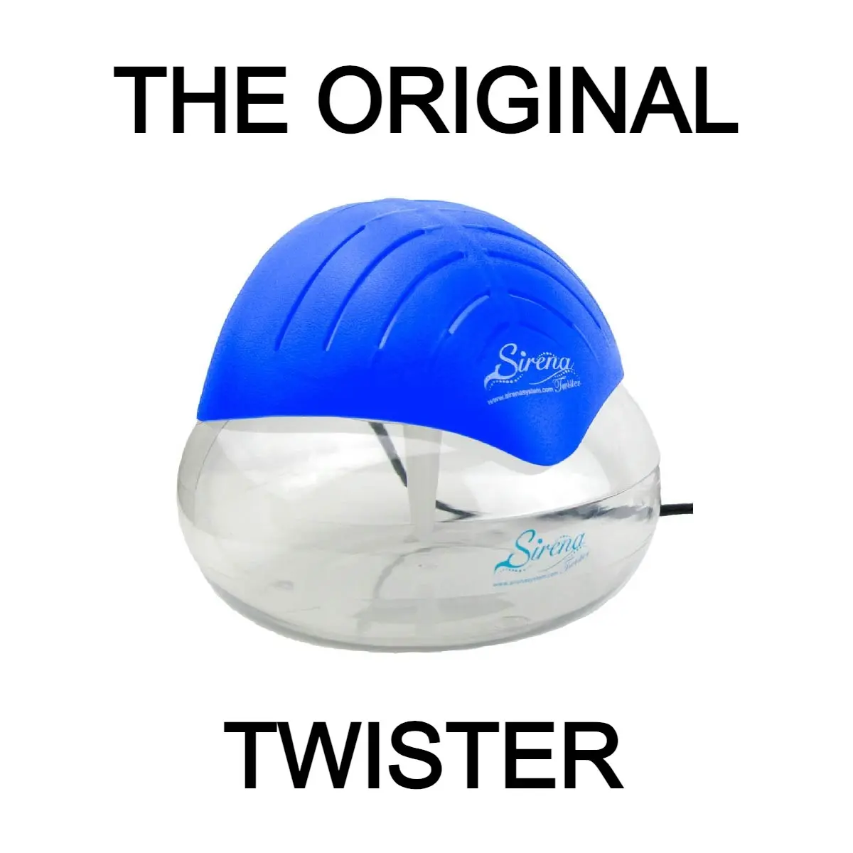 Sirena Twister Blue The Original Air Purifier Water Filter Air Washer For Home and Office - Essential Oil Aromatizer With LED Night light - Small Air Cleaner For Smoke and Pets