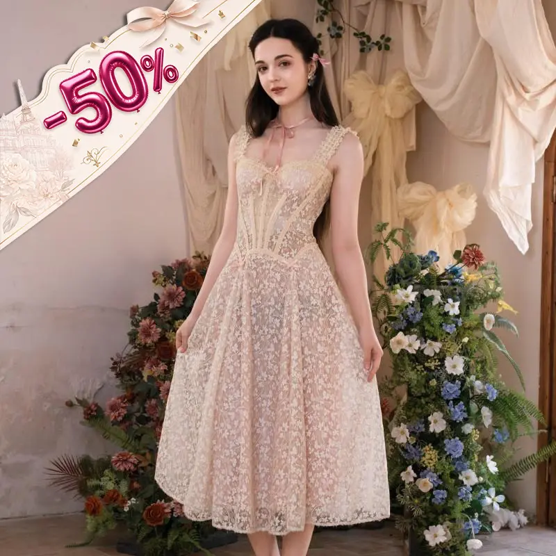 The Sugar Veil Corset Dress-LuminaVenus Dresses Summer Graduation Party Long Dress Marriage Guest Dresses Wedding Lace Bride Prom Dress Casual Elegant Sleeveless StrapsBirthday Outfit Womenswear